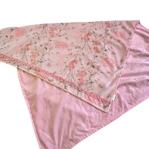 Laura Ashley Baby Blanket Pink Floral La Vine Scalloped Trim Soft Pink 30 x 40